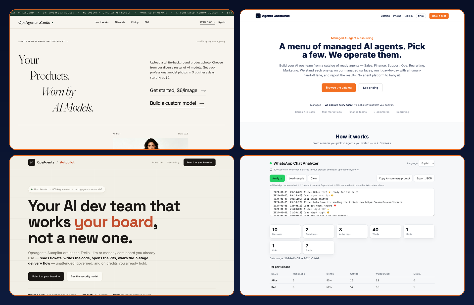 The real OpsAgents operations dashboard — live agent activity, approvals, and metrics on one screen